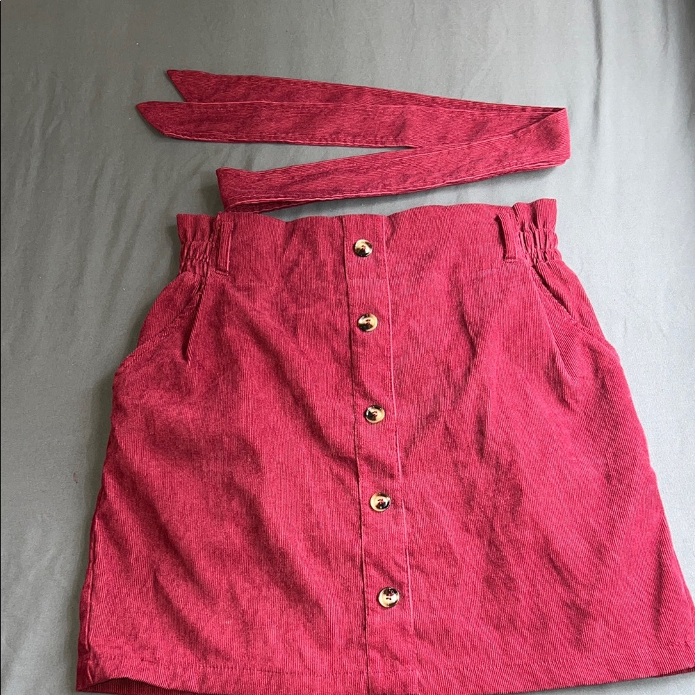 Chic Button-Up Mini Skirt in Rich Red